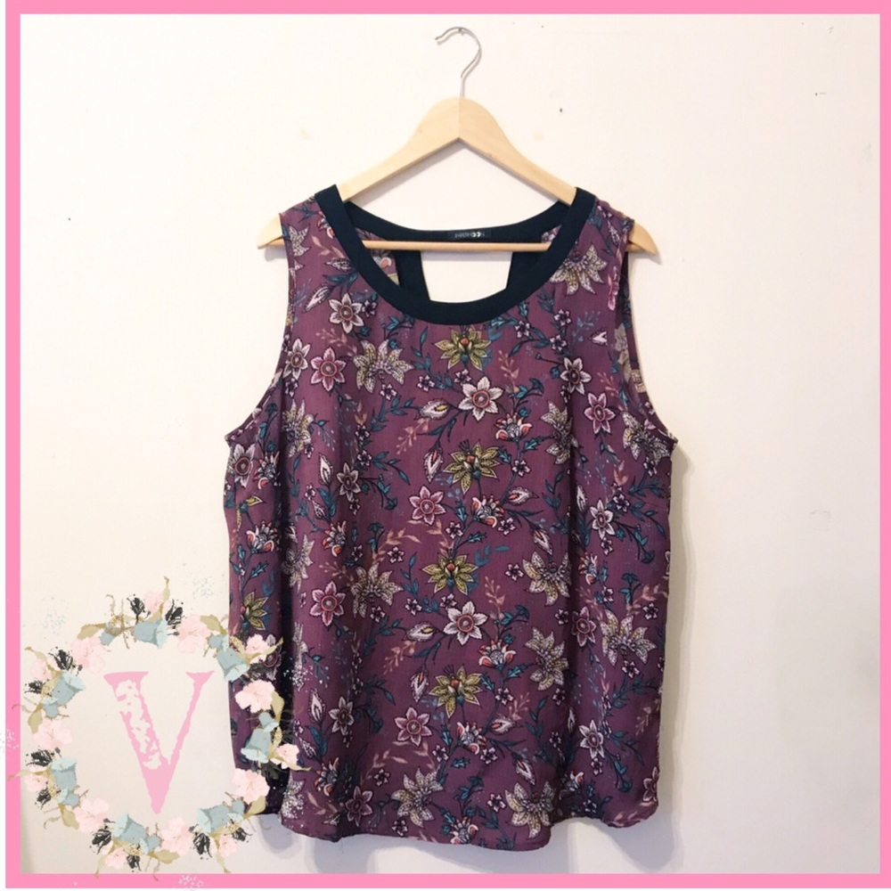 STITCH FIX | Papermoon Burgundy Floral Keyhole Top